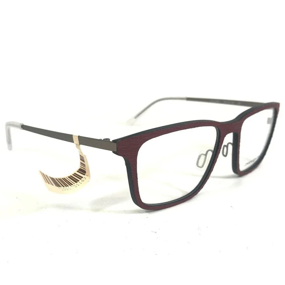 Jhane Barnes Eyeglasses Frames Adjugate BC Gray Burgundy Red Square 53-18-140 - Picture 2 of 11